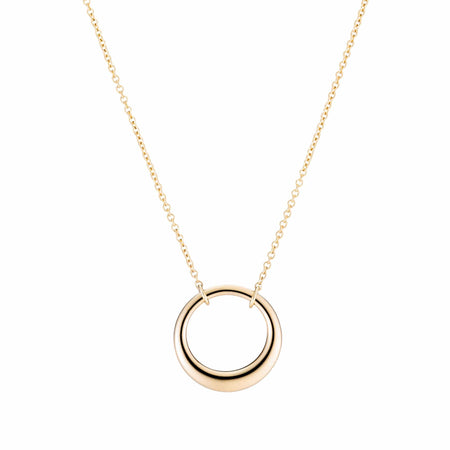 open pendant on gold chain