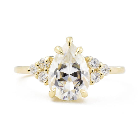 2.1ct Bella Pear Moissanite & Diamond Cluster Engagement Ring