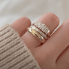 stackable bubble ring with two baguette style rings