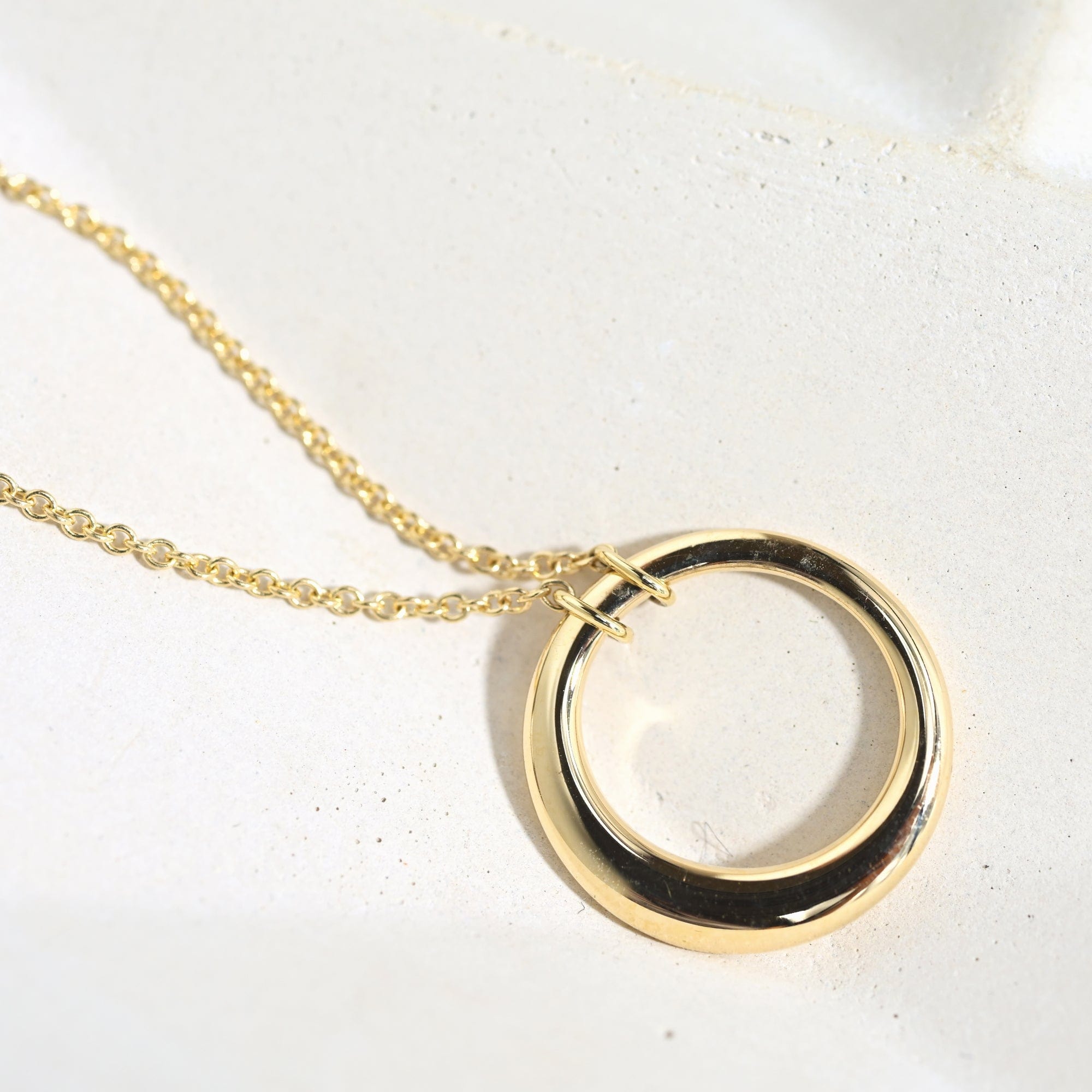 open circle pendant made in 14K gold