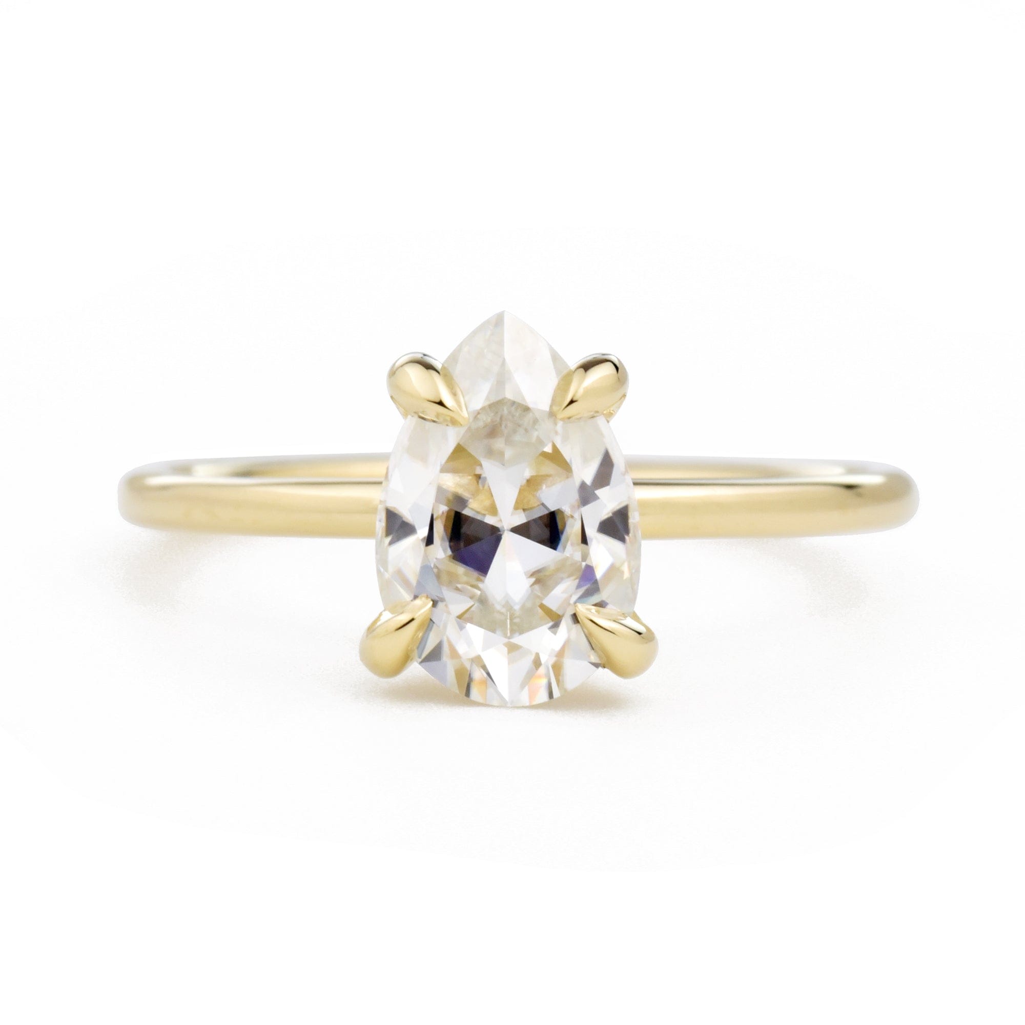 Vera Pear 1.5ct Moissanite Solitaire Engagement Ring in yellow gold